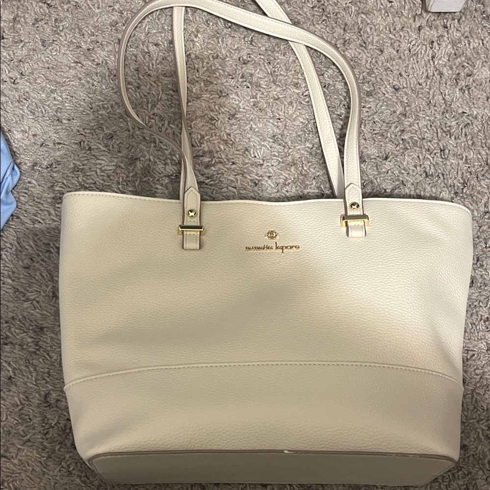 Nanette Lepore Cream Tote Bag with Gold Accents